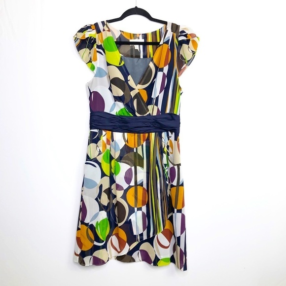 𝅺ANTHROPOLOGIE Moulinette Soeurs Colorful geometric circle print dress - Picture 1 of 10